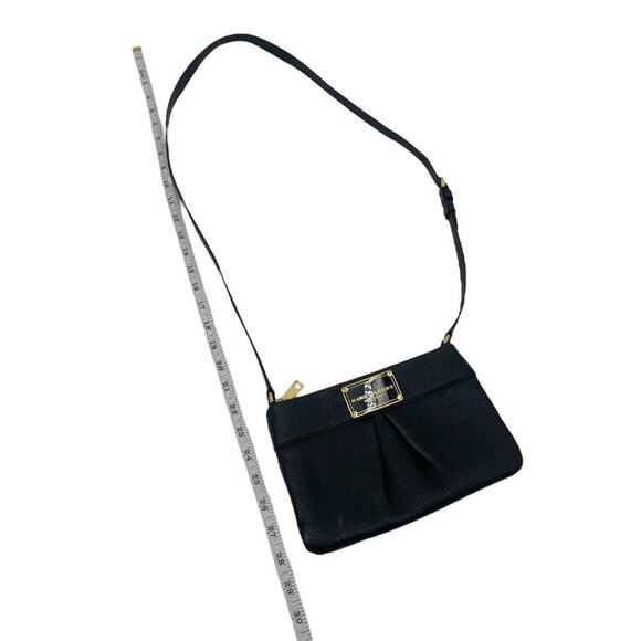 MARC JACOBS NEW YORK Shoulder Bag Black Ruched Leather Adjustable Strap Zipper - Picture 7 of 10